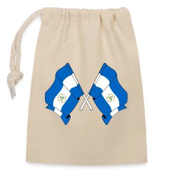 Deux drapeaux du Nicaragua - Sac cadeau en coton avec cordon (14 x 20 cm) - nature - Devant