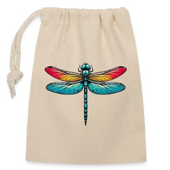Libellule - Sac cadeau en coton avec cordon (14 x 20 cm) - nature - Devant