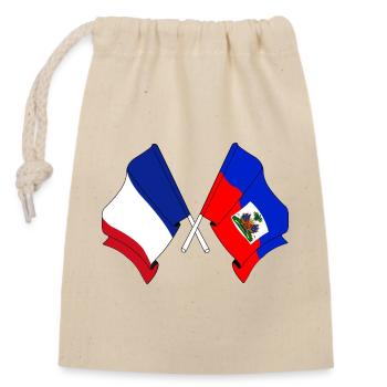 Flag of France, Haiti - Closable cotton gift bag (14x20cm) - nature - Front