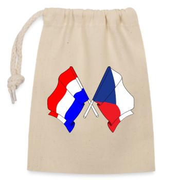 Drapeau des Pays-Bas, République tchèque - Sac cadeau en coton avec cordon (14 x 20 cm) - nature - Devant