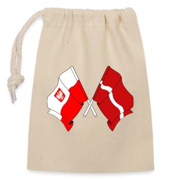 Flag of Poland, Latvia - Closable cotton gift bag (14x20cm) - nature - Front