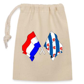 Drapeau des Pays-Bas, Frise croisé - Sac cadeau en coton avec cordon (14 x 20 cm) - nature - Devant