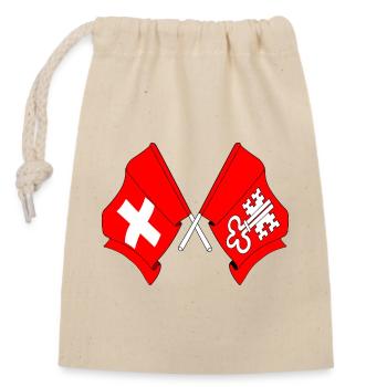 Flagge Schweiz und Flagge Nidwalden - Verschließbarer Geschenkbeutel aus Baumwolle (14x20cm) - Natur - Vorne