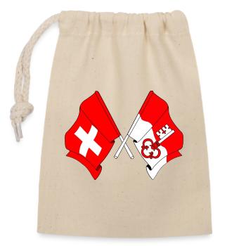 Schweiz-Flagge und Obwaldner Flagge - Verschließbarer Geschenkbeutel aus Baumwolle (14x20cm) - Natur - Vorne