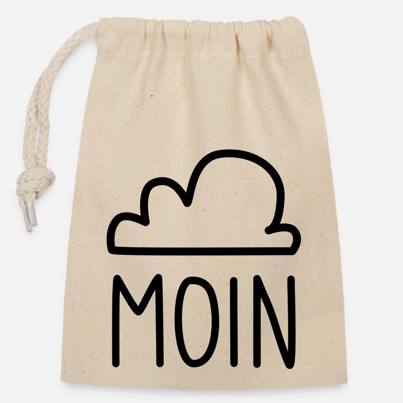 Moin mit Wolke - Verschließbarer Geschenkbeutel aus Baumwolle (14x20cm) - Natur