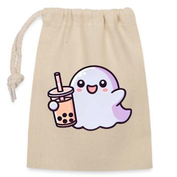 Süßer Geister Bubble Tee Halloween - Verschließbarer Geschenkbeutel aus Baumwolle (14x20cm) - Natur - Vorne