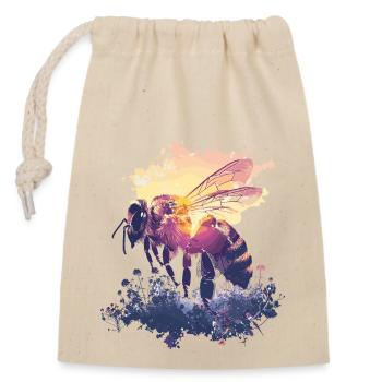 Bee Bees Honey Bees Flowers Beekeeper - Closable cotton gift bag (14x20cm) - nature - Front