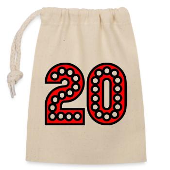 20. 20 ANS. 20e ANNIVERSAIRE. ANNIVERSAIRE 20 ANS. - Sac cadeau en coton avec cordon (14 x 20 cm) - nature - Devant