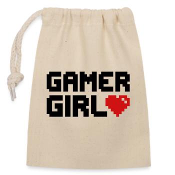 Gamer Girl Coeur Jeux - Sac cadeau en coton avec cordon (14 x 20 cm) - nature - Devant