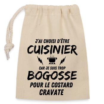 BOGOSSE CUISINIER - Sac cadeau en coton avec cordon (14 x 20 cm) - nature - Devant