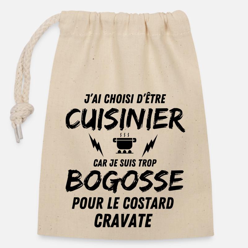 BOGOSSE CUISINIER - Sac cadeau en coton avec cordon (14 x 20 cm) - nature