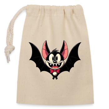 Fledermaus - Verschließbarer Geschenkbeutel aus Baumwolle (14x20cm) - Natur - Vorne
