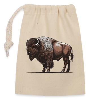Bison - Verschließbarer Geschenkbeutel aus Baumwolle (14x20cm) - Natur - Vorne