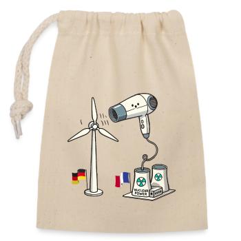 Wind Power vs Nuclear Power Funny Satire - Closable cotton gift bag (14x20cm) - nature - Front