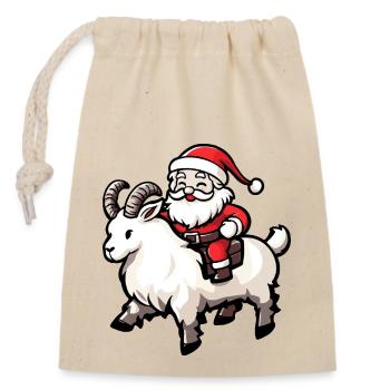 Chèvre de montagne Père Noël dessin animé - Sac cadeau en coton avec cordon (14 x 20 cm) - nature - Devant