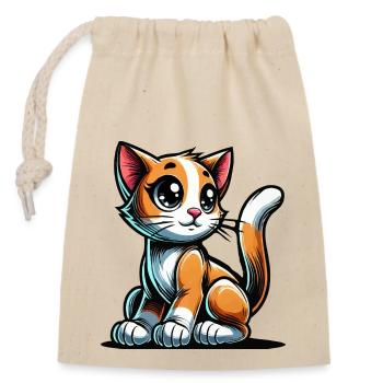 cat - Closable cotton gift bag (14x20cm) - nature - Front