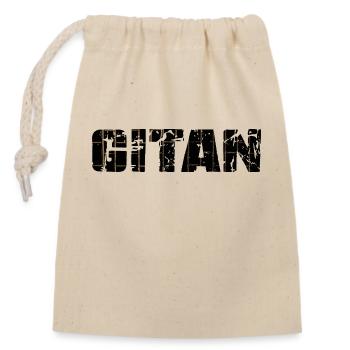 Grunge Brown Brick Pattern - Closable cotton gift bag (14x20cm) - nature - Front