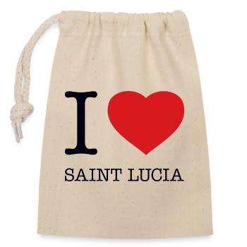 I LOVE SAINT LUCIA - Closable cotton gift bag (14x20cm) - nature - Front