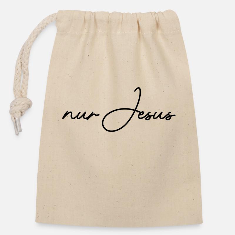 only Jesus - Closable cotton gift bag (14x20cm) - nature