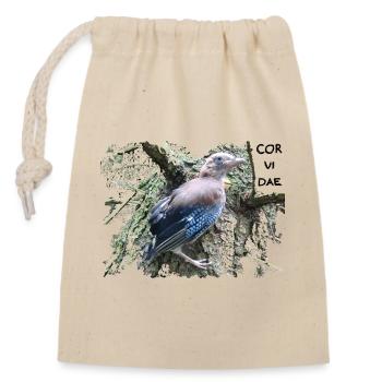 Corvidés geai - Sac cadeau en coton avec cordon (14 x 20 cm) - nature - Devant