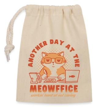 Ein weiterer Tag im Meowffice - Verschließbarer Geschenkbeutel aus Baumwolle (14x20cm) - Natur - Vorne