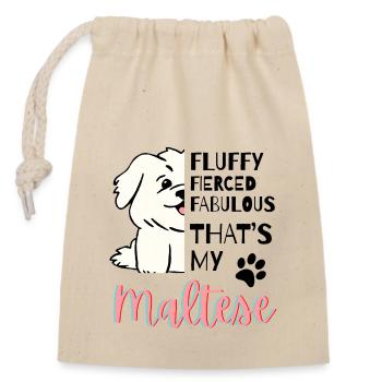 Fluffy Fierce Fabulous – Cadeau maltais sucré - Sac cadeau en coton avec cordon (14 x 20 cm) - nature - Devant