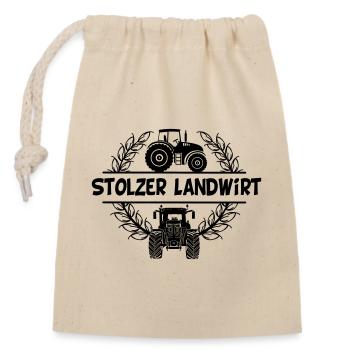 Stolzer Landwirt Proud farmers design with tractor - Closable cotton gift bag (14x20cm) - nature - Front