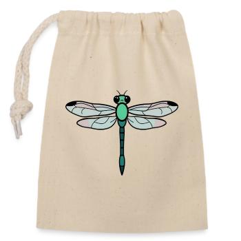 Libellule - Sac cadeau en coton avec cordon (14 x 20 cm) - nature - Devant