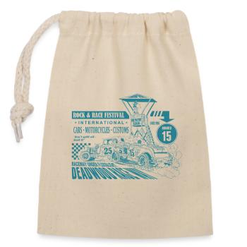 Design de course de sport automobile vintage - Sac cadeau en coton avec cordon (14 x 20 cm) - nature - Devant