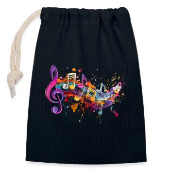 Color Magic Melodies Motenschlüssel Illustration - Closable cotton gift bag (14x20cm) - navy - Front