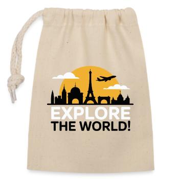 TOURISTS Explore the World Silhouette - Closable cotton gift bag (14x20cm) - nature - Front