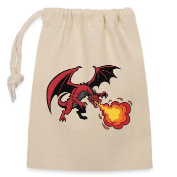 Red Dragon Fire Breath Design - Closable cotton gift bag (14x20cm) - nature - Front