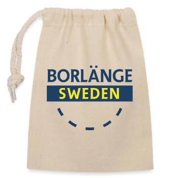 Borlänge City emblem in blue and yellow - Closable cotton gift bag (14x20cm) - nature - Front