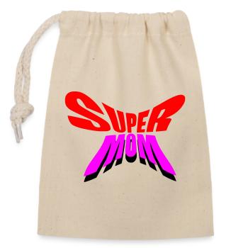 Super Mama / Super Mama - Verschließbarer Geschenkbeutel aus Baumwolle (14x20cm) - Natur - Vorne