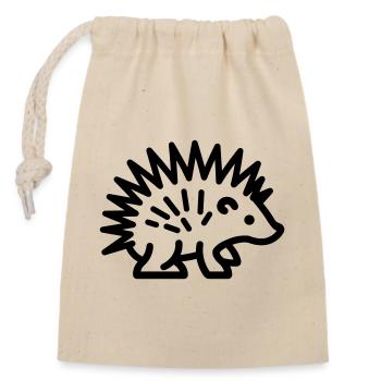 Porc-épic - Sac cadeau en coton avec cordon (14 x 20 cm) - nature - Devant