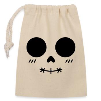 Minimalist Kawaii Skull Face - Closable cotton gift bag (14x20cm) - nature - Front