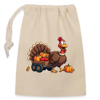 Thanksgiving Lustiger Thanksgiving Truthahn - Verschließbarer Geschenkbeutel aus Baumwolle (14x20cm) - Natur - Vorne
