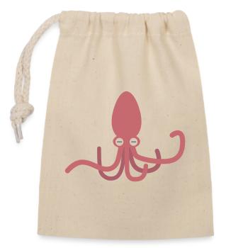 Pinker Tintenfisch – kawaii Cartoon Oktopus Design - Verschließbarer Geschenkbeutel aus Baumwolle (14x20cm) - Natur - Vorne