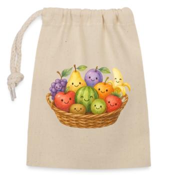 Panier de fruits de Kawaii Fruits Enfants de fruits - Sac cadeau en coton avec cordon (14 x 20 cm) - nature - Devant