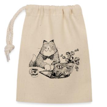 OFFICE CAT - Closable cotton gift bag (14x20cm) - nature - Front