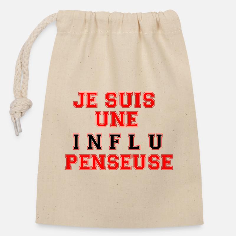 I'm an influencer - Closable cotton gift bag (14x20cm) - nature