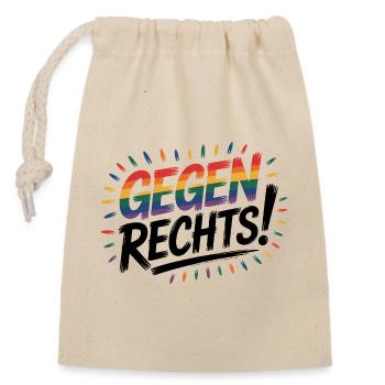Contre la droite - Logo Cool Pride - Sac cadeau en coton avec cordon (14 x 20 cm) - nature - Devant