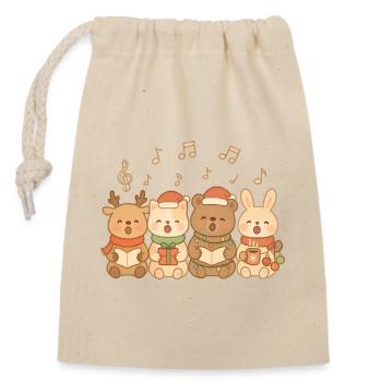 Christmas carol singer for children, boys and girls - Closable cotton gift bag (14x20cm) - nature - Front