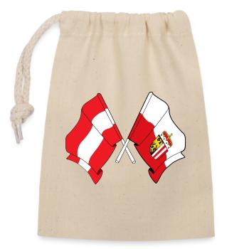 Drapeau Autriche et Haute-Autriche franchi - Sac cadeau en coton avec cordon (14 x 20 cm) - nature - Devant