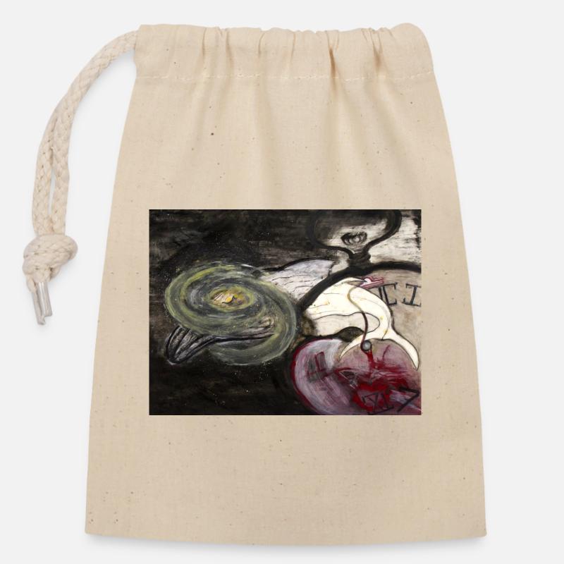 Horloge évolutive - Sac cadeau en coton avec cordon (14 x 20 cm) - nature