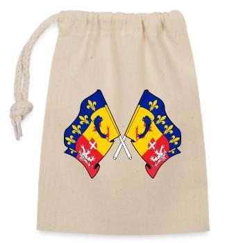 Drapeaux du Rhône-Alpes franchis - Sac cadeau en coton avec cordon (14 x 20 cm) - nature - Devant