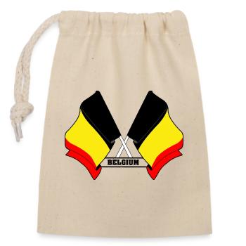 Belgium Crossed Flags - Closable cotton gift bag (14x20cm) - nature - Front