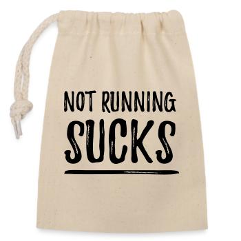 Not Running Sucks - Closable cotton gift bag (14x20cm) - nature - Front