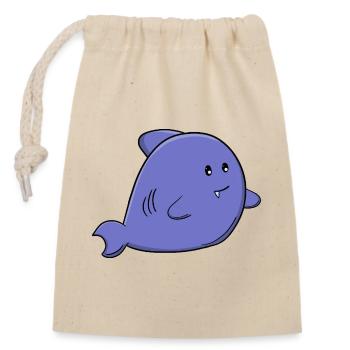 Mignon requin bleu adorable animal marinier Kawaii - Sac cadeau en coton avec cordon (14 x 20 cm) - nature - Devant