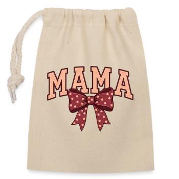 Mom Bow Dots – Mom Motif - Sac cadeau en coton avec cordon (14 x 20 cm) - nature - Devant